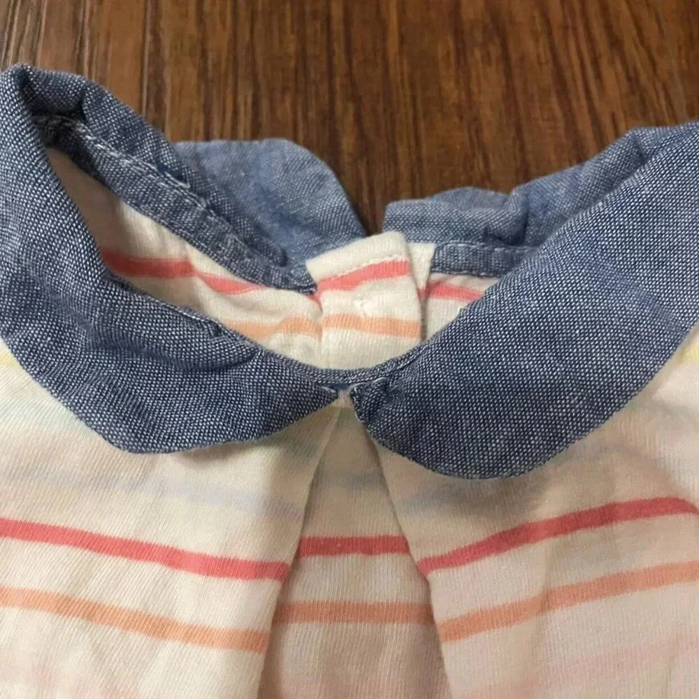 Baby Gap 12-18 Months Multicolored Striped Dress With Bloomers, Peter Pan Collar